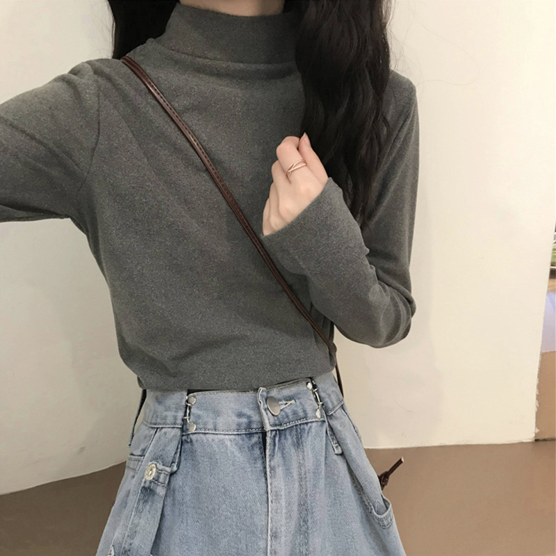 저먼 벨벳 하프 터틀넥 다크 그레이