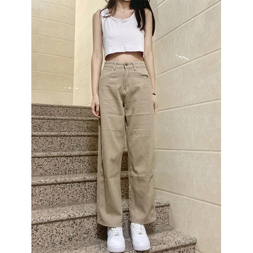 150 Petite American Retro Women's High-Waist Straight Leg Wide Leg Loose xs Short Summer Thin Slim-Fitting Jeans