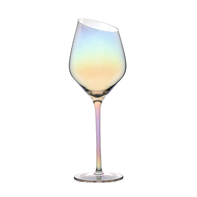 Jin Baijia colorido galvanoplastia hecha a mano de cristal de vino tinto oblicuo arco iris de cristal de Apple Copa traje de champán