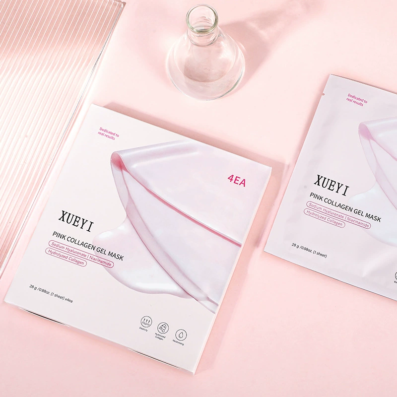 Маска коллагеновая Biying Factory Amazon TK XUEYI, розовая, полупрозрачная, 4 штуки в упаковке