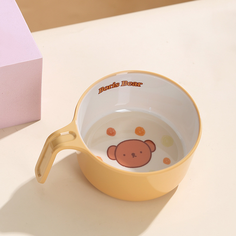 450ml 밝은 노란색 손잡이 보완 식품 그릇