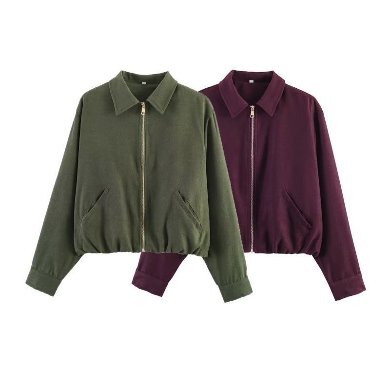 2026 Spring European and American Cross-Border Women's Long-Sleeve Turn-Down Collar Puffy Bomber Jacket w107 8887 2026 Spring European and American Cross-Border Women's Long-Sleeve Turn-Down Collar Puffy Bomber Jacket w107 8887