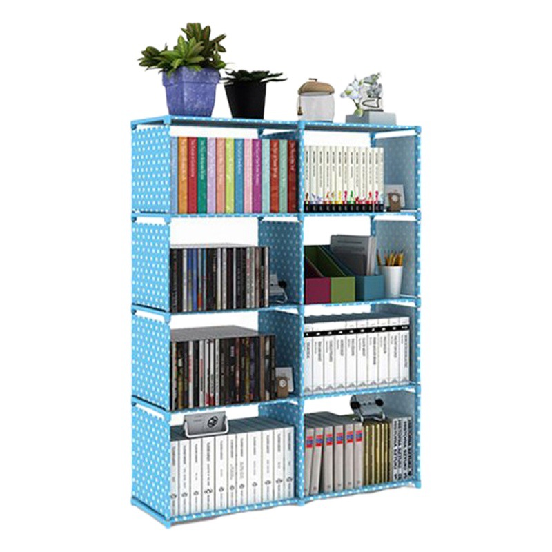 Simple Double Row Bookshelf Bookcase Storage Rack Children Student Bookcase Steel Pipe Combination Storage Bookshelf Wholesale