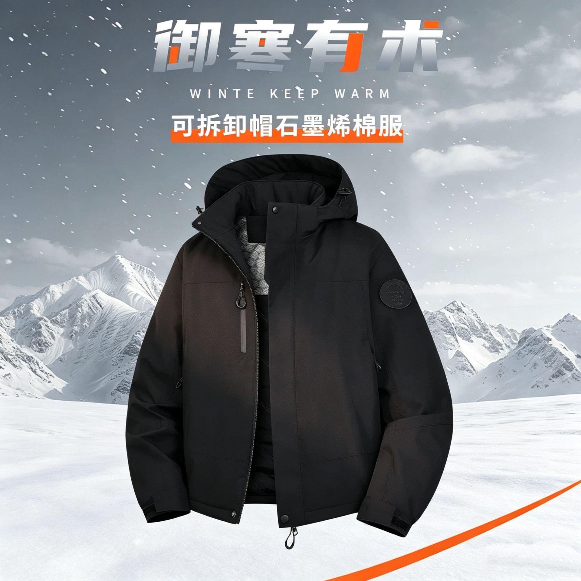 Diyu Shenlong Winter Graphene Windproof Warm Mountaineering Skiing Cotton Jacket for Couples with Hood for Men