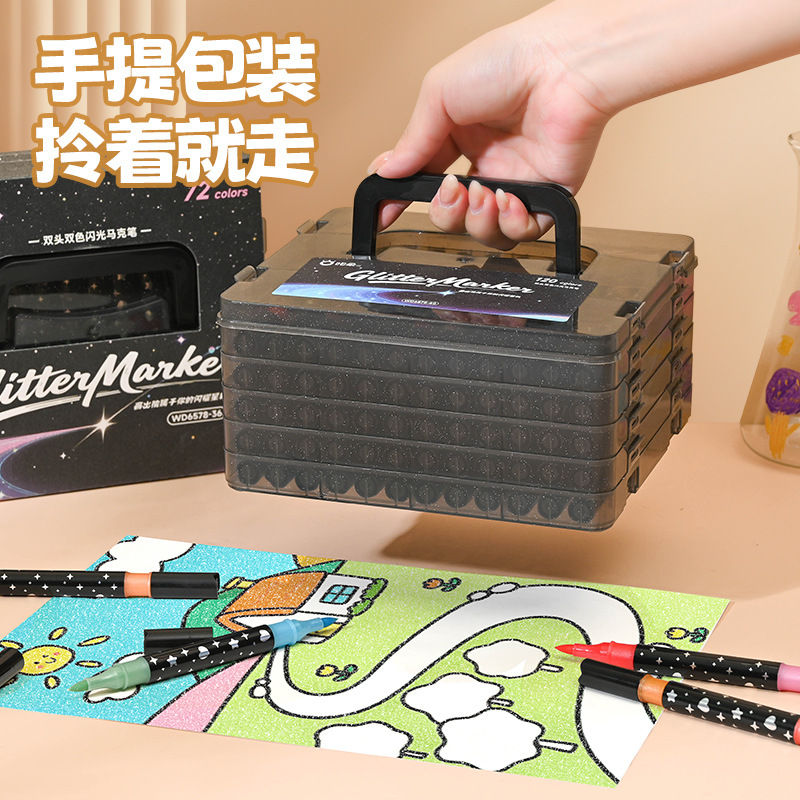 Doble cabeza de doble color flash acrílico marcador especial opaco color plegable explosión de color flash caja plegable de cabeza suave para estudiantes de arte