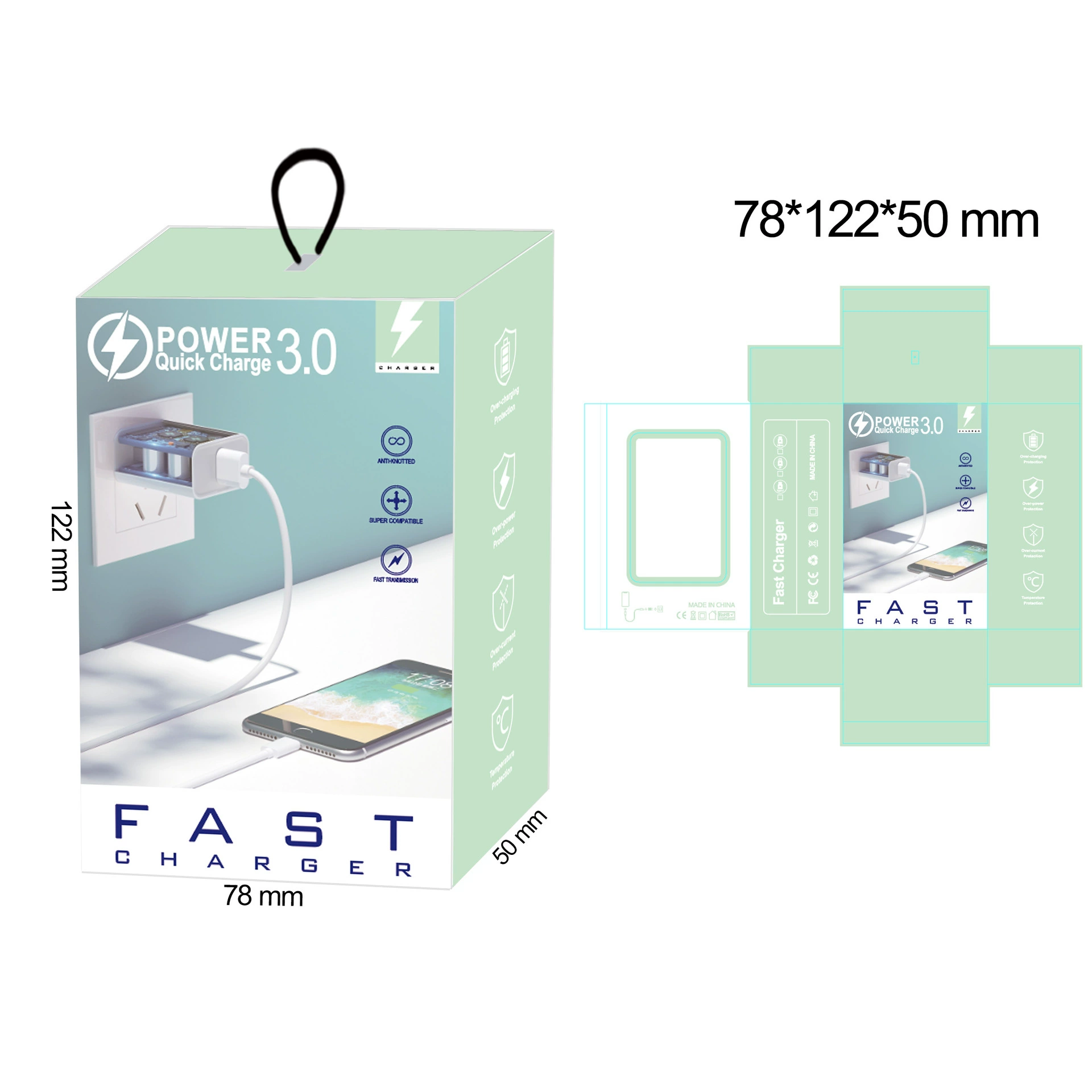 Зарядное устройство USB+PD Type-C, ABS-пластик, варианты вилок EU/US/UK, 5V/2.4A