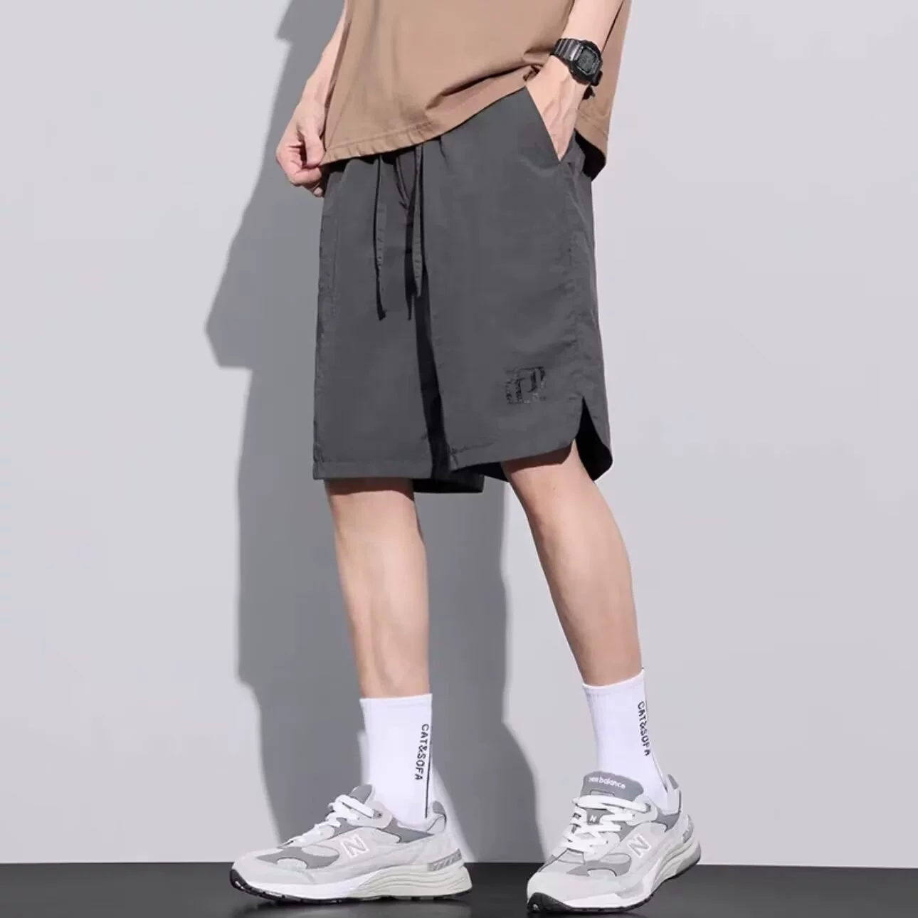 Мужские дышащие летние тонкие шелковые брюки, быстросохнущие спортивные шорты