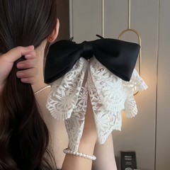 夏季蕾丝蝴蝶结马尾抓夹头饰女2025新款高级感后脑勺半扎发发夹