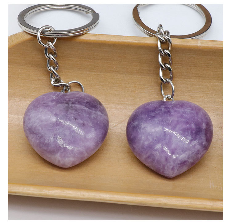 Simple Style Heart Shape Natural Stone Polishing Crystal Keychain display picture 2