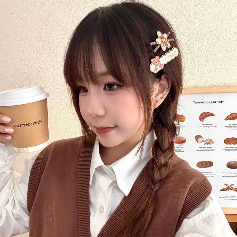 可爱萌趣小熊亚克力发夹套装少女百搭创意刘海夹边夹卡通碎发夹发|undefined