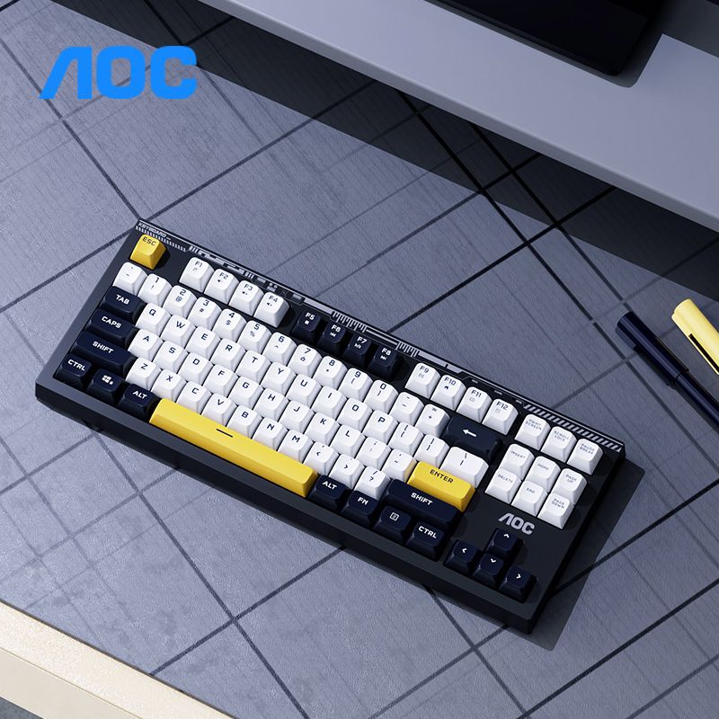 AOC冠捷gk 168色合わせゲームキーボード機械手触り静音電ゲームオフィス有線キーボード87キー|undefined
