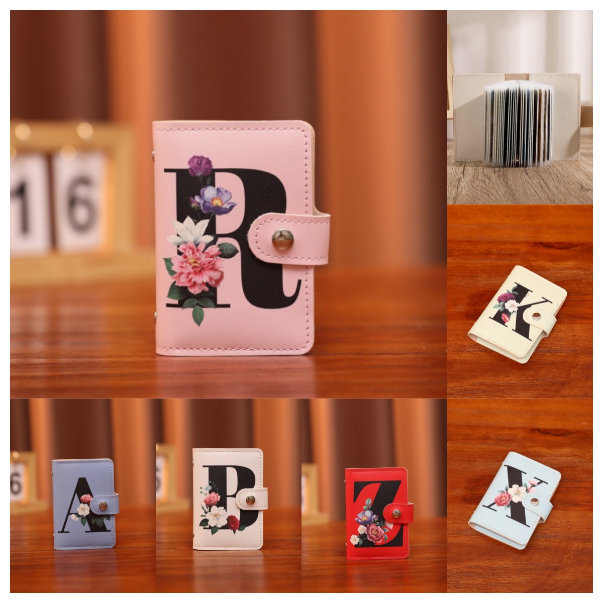 Nuevo elemento alfabético impreso pequeño paquete de tarjetas múltiples tarjeta de banco conjunto de tarjetas paquete de identificación carpeta de tarjetas simple almacenamiento de licencia de conducir