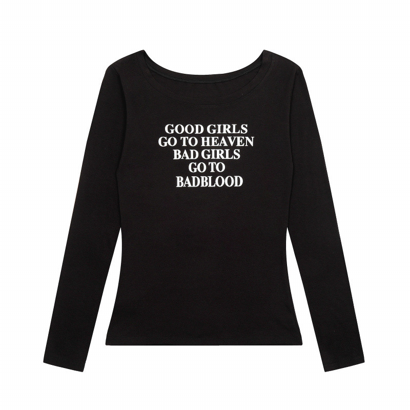 韓国バッドブラッドアメリカンレトロルーズ長袖Tシャツレディーストレンディホットガールニッチカジュアルレイジースタイルボトリングシャツ|undefined