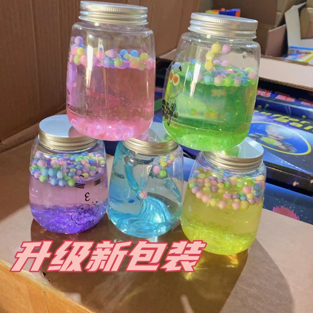 Los niños de juguete de barro de cristal puff barro de color embotellado Delgado transparente 2 yuanes grandes almacenes al por mayor descompresión bricolaje