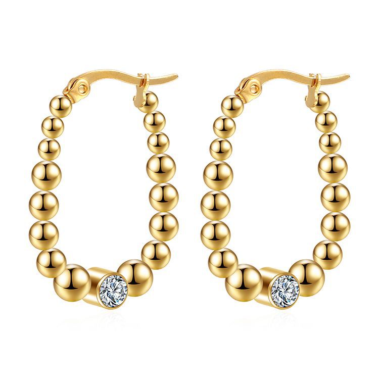 Pendientes de bola de acero inoxidable de moda europea y americana pendientes de bola de acero inoxidable retro de mujer de moda simple de acero de titanio de 18K pendientes