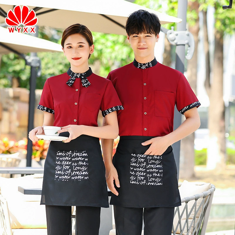 Отель Официант Рабочая одежда Летняя одежда Женская рубашка Кофе Кейтеринг Интернет-кафе Западный Ресторан Горячий горшок Магазин Рабочая одежда с коротким рукавом
