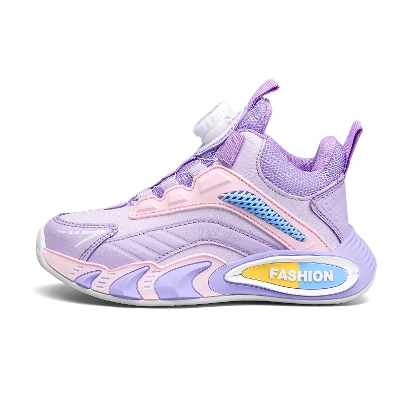 Ligero transpirable y cómodo de moda para niñas zapatos deportivos de botón giratorio casuales para niños zapatos de malla para niños grandes