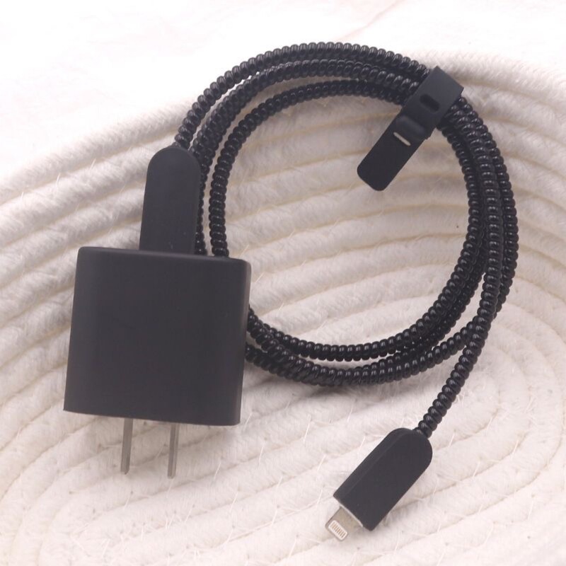 Casual Black Suitable for Apple Charger 20W Protective Cover Data Cable Silicone Cover Cable Winder