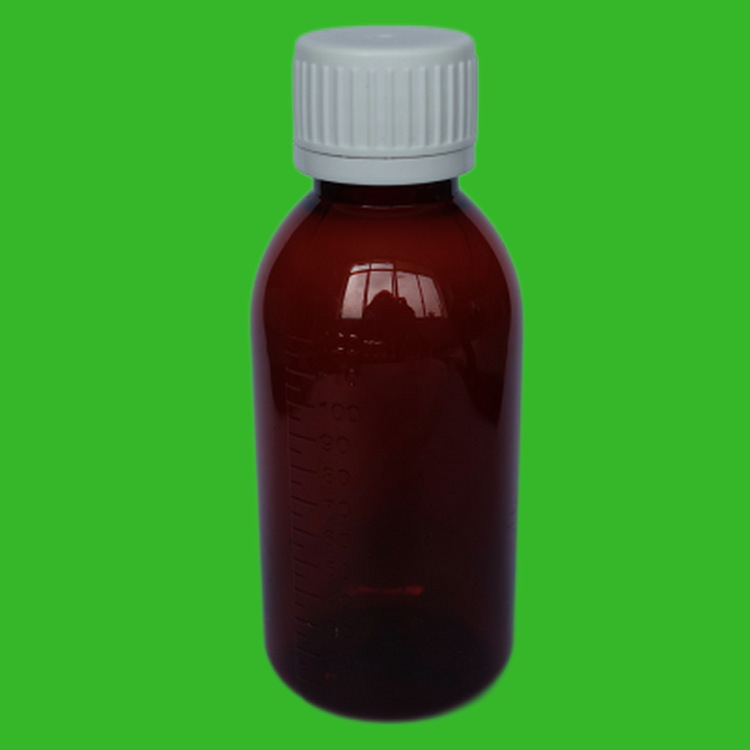 120ml棕色口服液糖浆瓶 pet带刻度防盗盖塑料瓶 试剂药品分装瓶