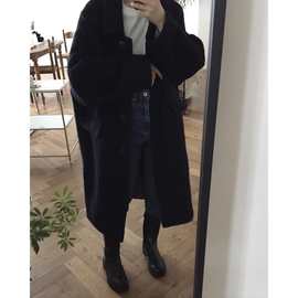 现 2025冬季新款韩国设计师fo*m通勤羊毛中长款毛呢大衣外套