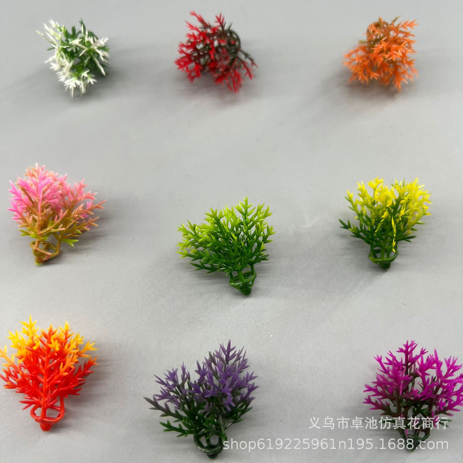 仿真植物造景塑料水草塑料假松枝崖柏水草插花水族迎客松盆景配件