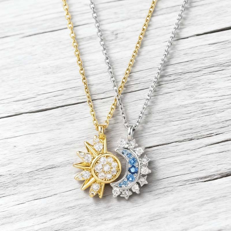 Sonne und Mond leuchten gemeinsam. Stapelbar. Offen. Neu. Europäisch und amerikanisch. Grenzüberschreitende Persönlichkeit. Diamantbesetzte Kombination._voghion.com