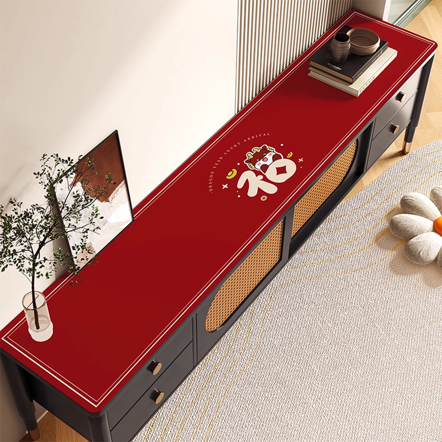 Lujo ligero TV gabinete mesa estera Luz de lujo de alto grado a prueba de aceite a prueba de agua desechable aparador gabinete de zapatos de tela estera de protección de escritorio