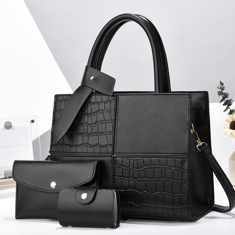 Bolsas de tres piezas, bolsas de moda de gran capacidad, bolsas de hombro, bolsas transfronterizas, bolsas de empalme con patrón de cocodrilo, atmósfera