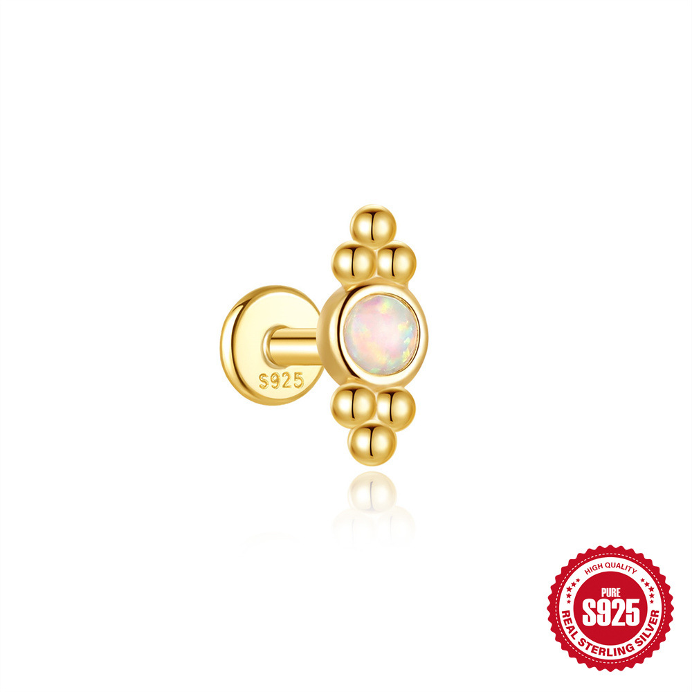 Pendientes de oreja de punción corporal de hilo de fondo plano de plata de ley S925