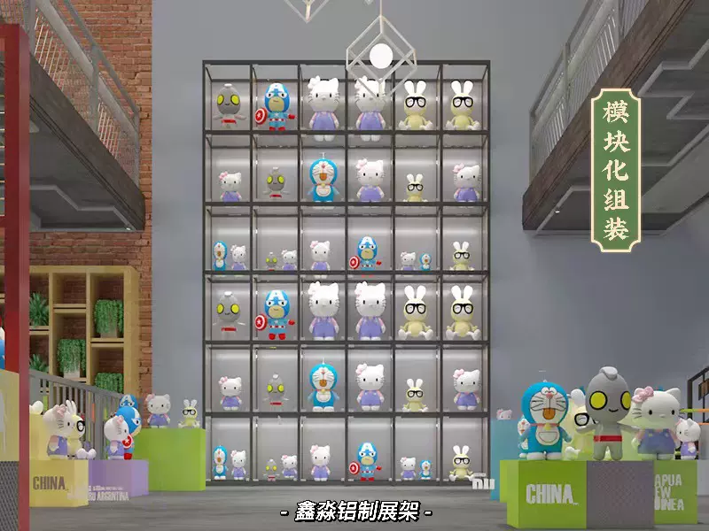 背景博古架屏风隔断展示柜展厅样品玻璃柜台手办模块玩具展架乐高