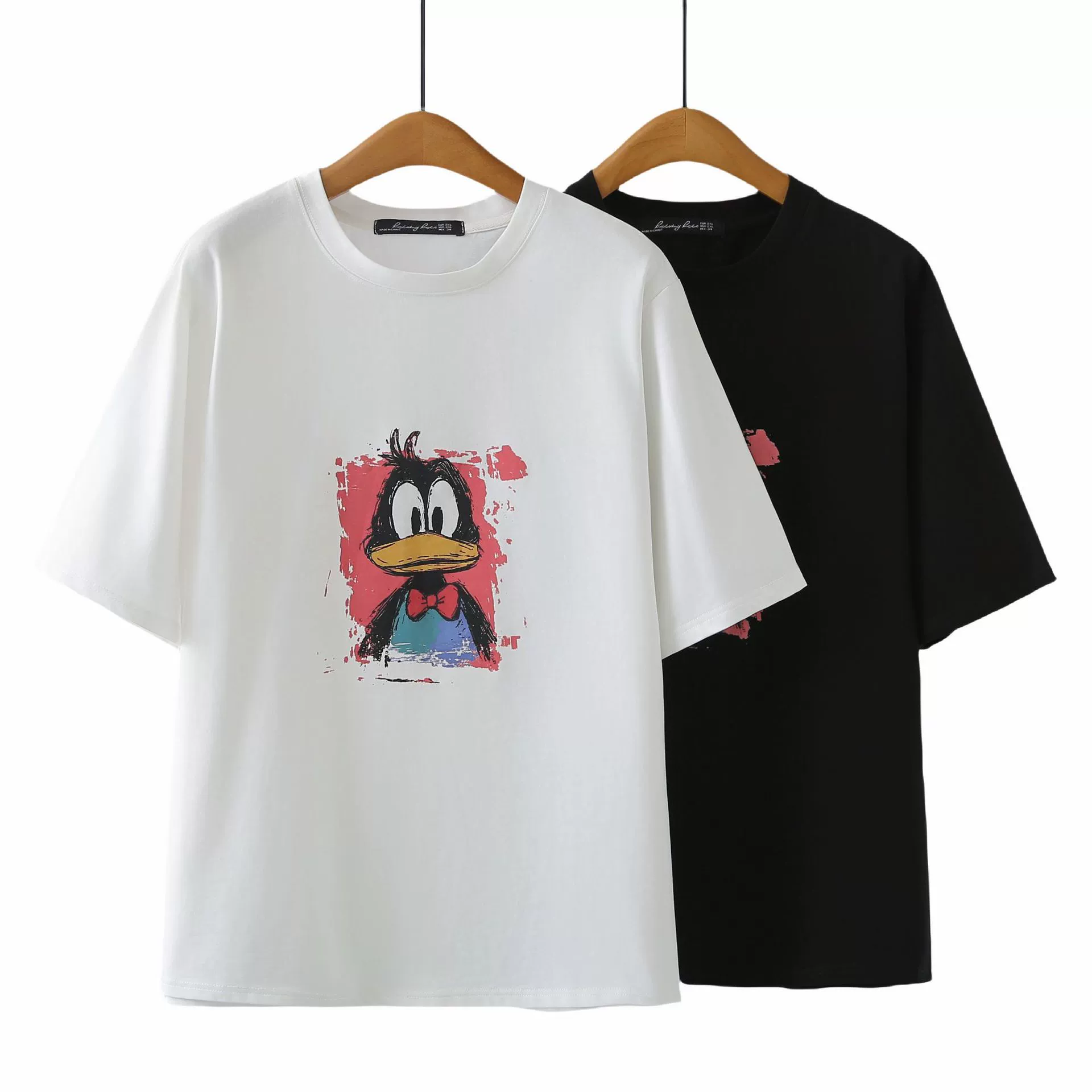 100kg летняя женская длинная футболка с короткими рукавами и принтом «Утка» для полных девушек, большие размеры, 2508