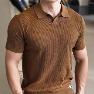 Business Light Mature Style Summer New Casual Lel Ins Trendy Slim-fit Sweater Men's POLO Short-sleeved in stock