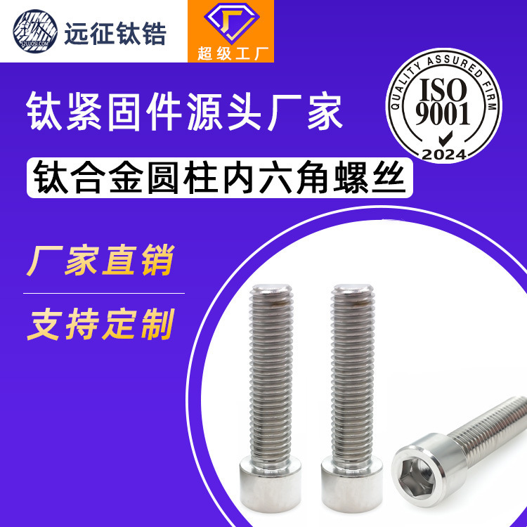 Expedition Titanium Alloy Tc4 Cylindrical Head Hexagon Socket Screw Cup Head Screw Bolt Extension M1.6-M20 Can Be Customized