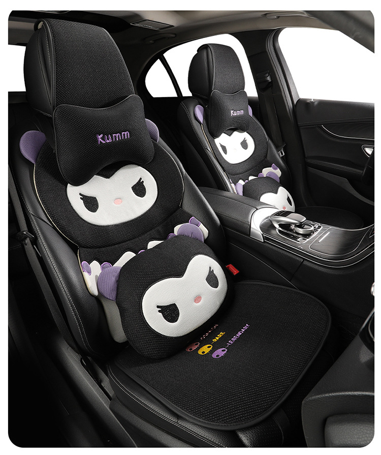 2025 New Kuromi Linen Car Seat Cushion Four-Piece Set