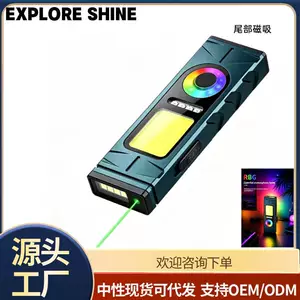 Cross-border outdoor camping work high-brightness zoomable multifunctional portable flashlight with hook, long battery life, rechargeable
