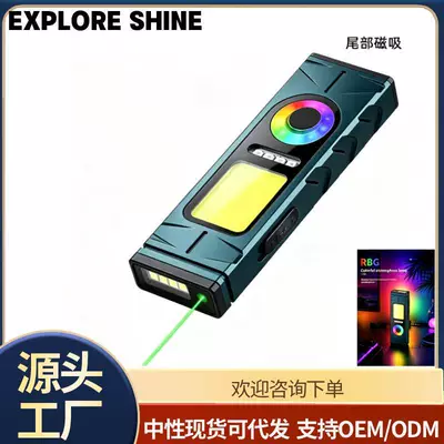 Cross-border outdoor camping work high-brightness zoomable multifunctional portable flashlight with hook, long battery life, rechargeable