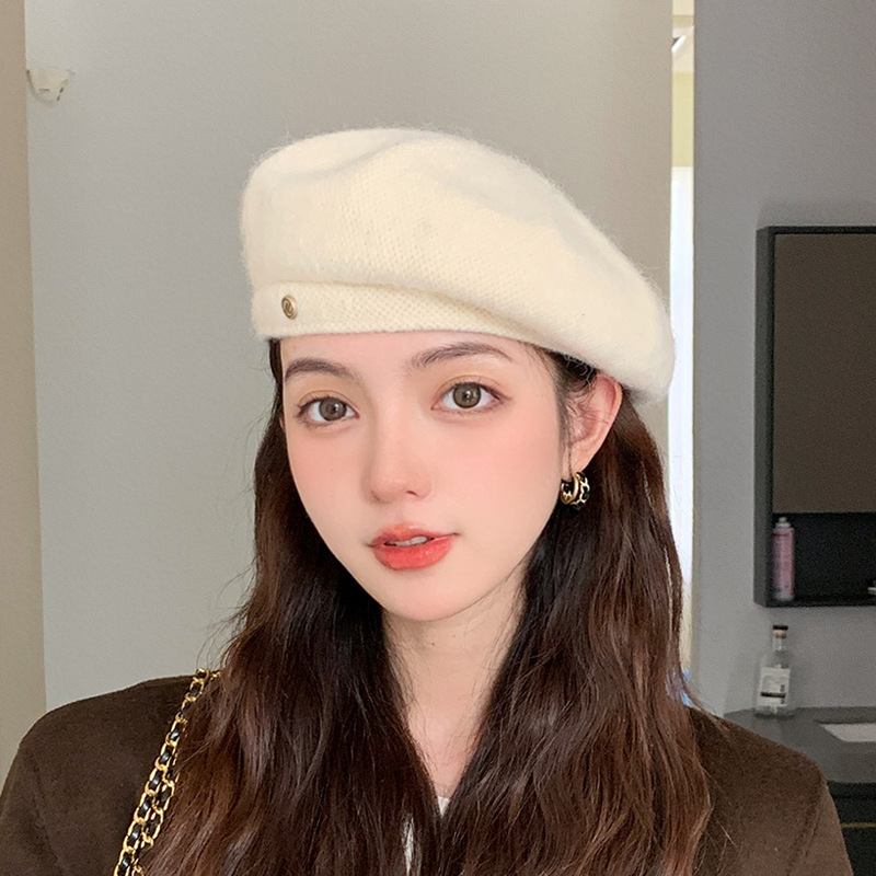 2024 Herbst und Winter Koreanische Ausgabe Internet Celebrity Fashion Baskenmütze Double Wear Vielseitiger Knospenhut Show Face Kleine Malermütze Weiblich_voghion.com