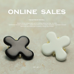 【ArtSen】Simple Chanel Style Cross Button Metal Resin Black and White Suit Jacket Coat Wool Knob