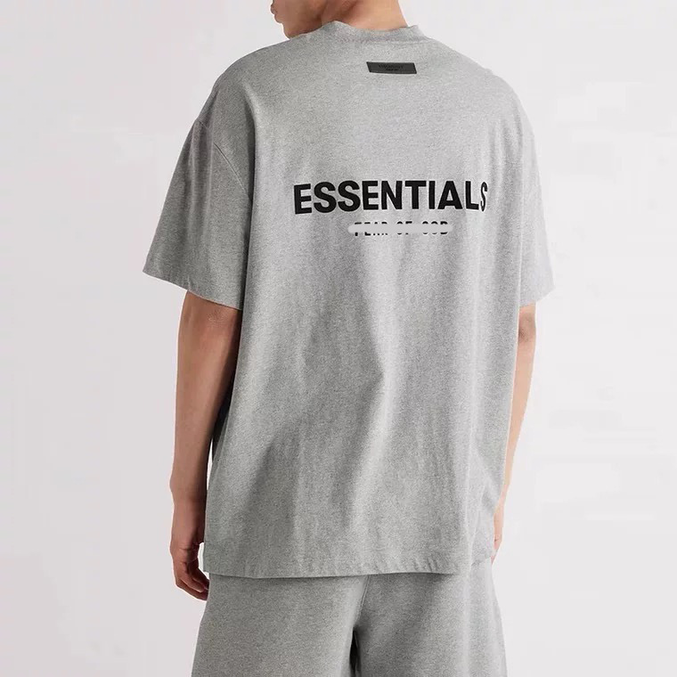 FOG ダブルライン ESSENTIALS 半袖ハイストリートアメリカンルーズカップルトレンディなブランド男性と女性の純綿 Tシャツ卸売