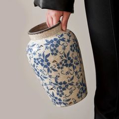 花瓶青花瓷摆件中式景德镇陶瓷复古落地高级感客厅插花古典高端大