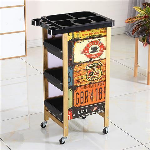 Barbería retro carro de barras carro de belleza al por mayor carro de barbería herramientas de teñido carro