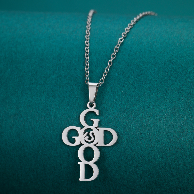 201 Stainless Steel Material Cross, Letter, Heart Shape Pattern Wholesale Jewelry Vintage Style Classic Style Cross Letter Heart Shape 201 Stainless Steel Polishing Pendant Necklace Cable Chain