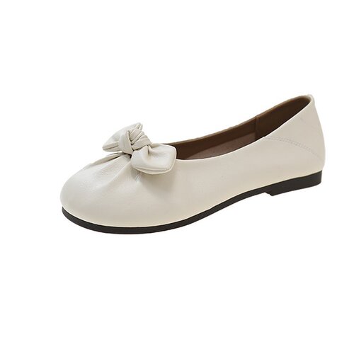 2025 Summer New Butterfly Knot Flat Sole Round Head Low Mouth Bean Bean Shoes Soft Sole Soft Face Women's Shoes Wholesale