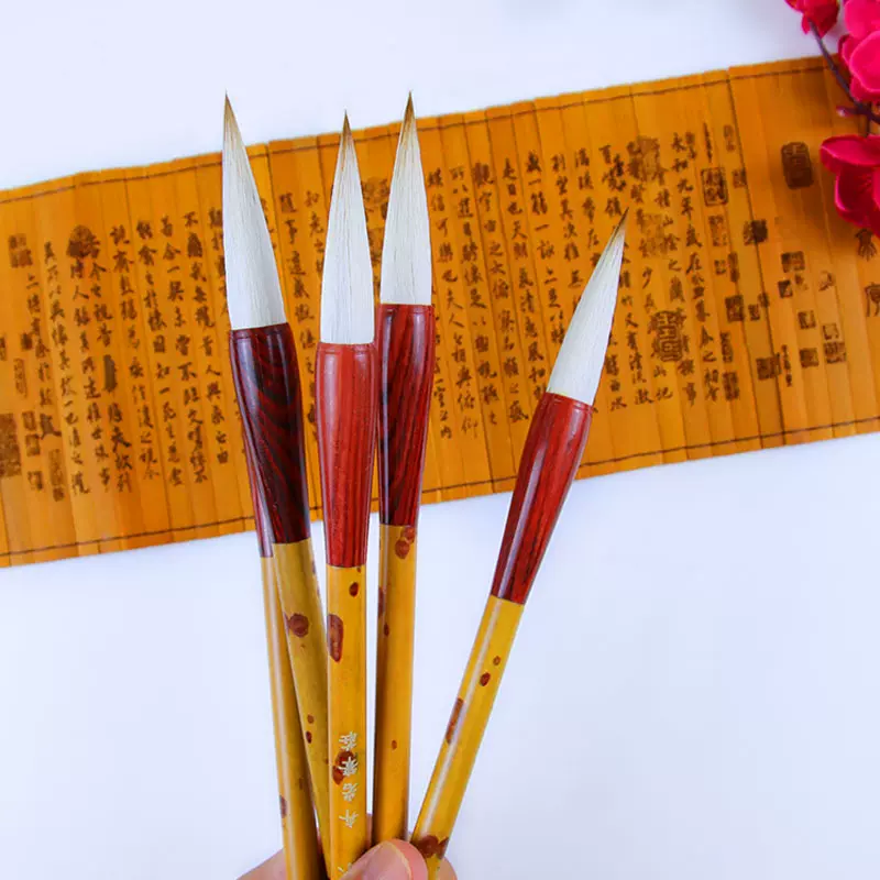 抄经练字书法兼毫毛笔国画勾线学生中号金属杆可刻字书法练字