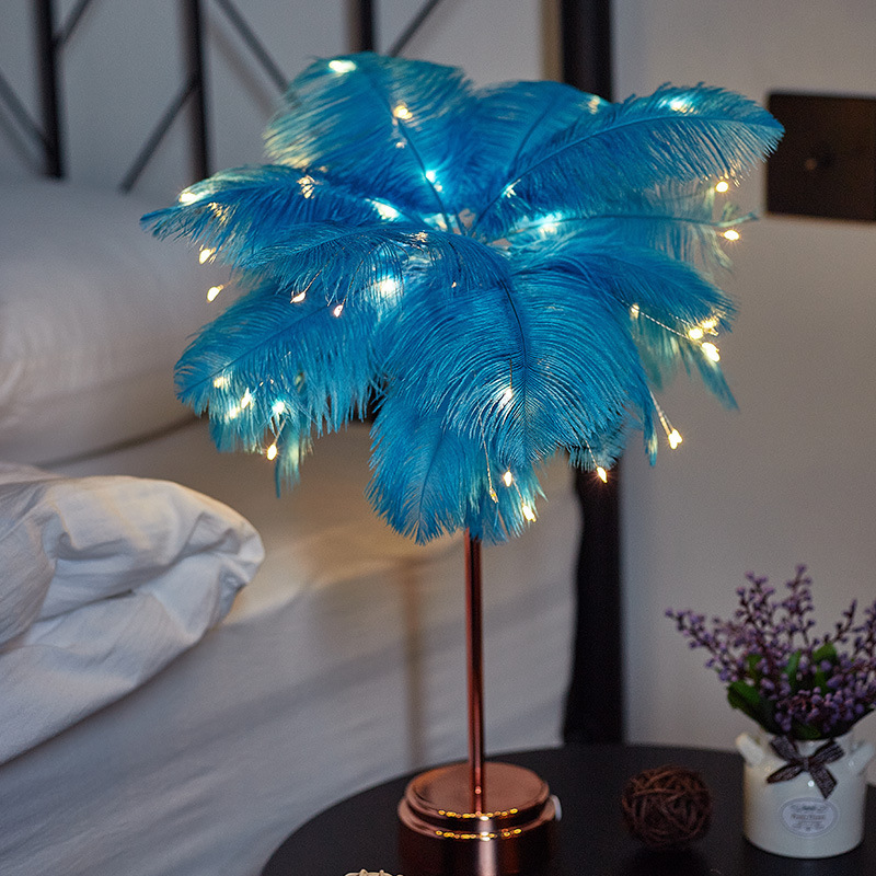 Explosión plumas lámparas de noche en vivo diseño de fondo dormitorio decoración de luz INS red hadas luces de atmósfera de alto nivel