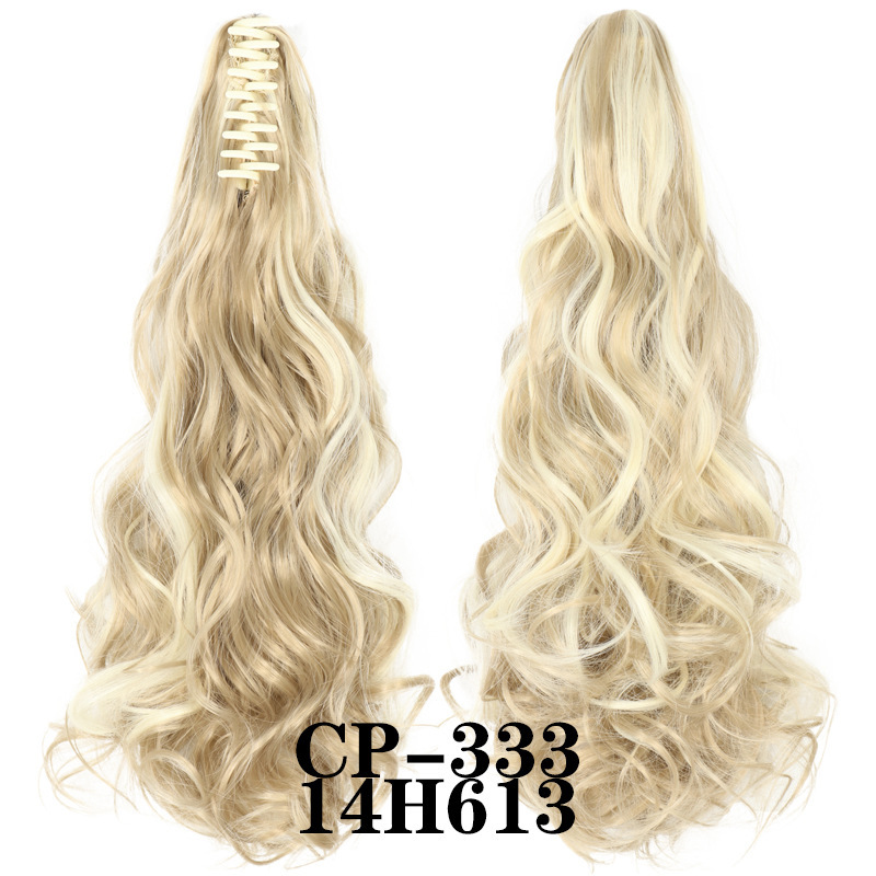 Europa y los Estados Unidos pelucas ondas largas pelucas de fibra química agarrar clip de cabello rizado garra de caballo 8 dientes fábrica de cola de caballo en stock