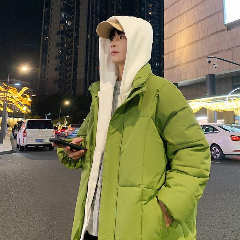 Abrigo acolchado de algodón de dos piezas falso para hombres Otoño e Invierno 2023 Nuevo Abrigo acolchado de algodón suelto forrado de lana engrosado abrigo de algodón de invierno para los amantes