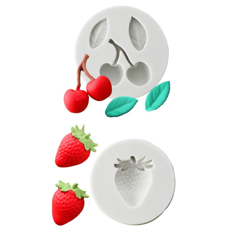 Silica Gel Material Cute Cherry Strawberry Silica Gel Kitchen Molds 1 Piece