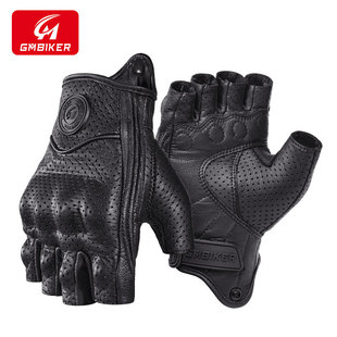 GMBIKER Motorcycle Leather Gloves Half-Finger Retro Motorcycle Riding Open-Finger Drop-Resistant Breathable Full-Finger Knight Summer