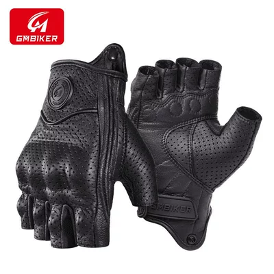 GMBIKER Motorcycle Leather Gloves Half-Finger Retro Motorcycle Riding Open-Finger Drop-Resistant Breathable Full-Finger Knight Summer
